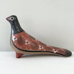 Vintage Mexican Tonala Pottery Bird Figurine Large 9” Hand Painted Folk Art